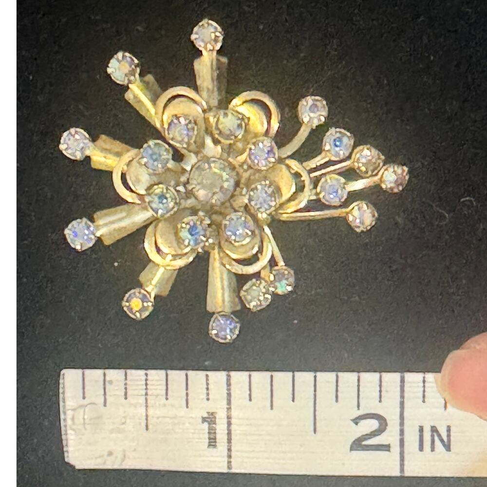 Vintage MCM brooch, gold toned with‎ light blue rhinestones